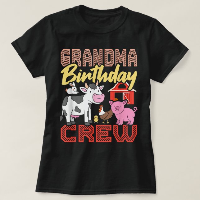 Grandma Birthday Crew Farm Animals Birthday Party  T-Shirt (Design Front)