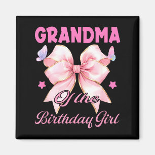Grandma birthday girl matching coquette pink bow magnet