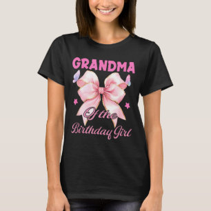 Grandma birthday girl matching coquette pink bow T-Shirt