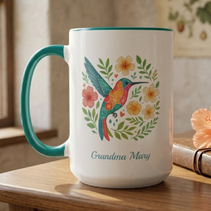 Grandma Birthday Hummingbird Botanical Floral Mug