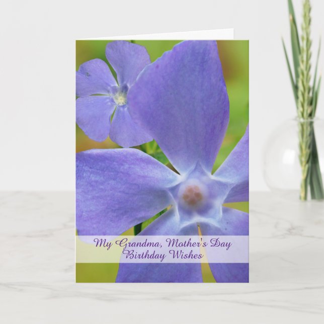 Grandma Birthday on Mother's Day Vinca Bloom Card (Front)