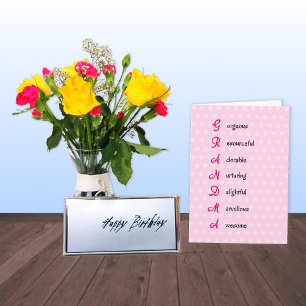 Grandma birthday text (UK) pink Card