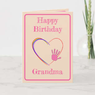 Grandma Birthday with Heart & Handprint  Card