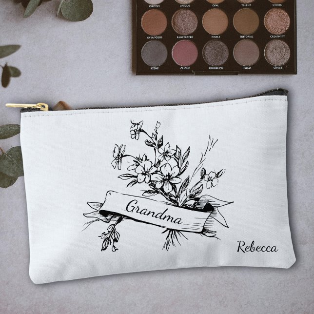 Grandma black and White Toile Floral Cosmetic Accessory Pouch (Creator Uploaded)