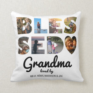 Grandma Blessed Photo Collage Personalised Cushion