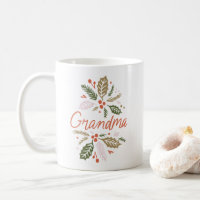 Grandma Bright Holly Christmas Red Script