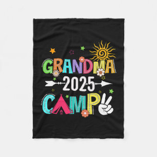 Grandma Camp 2025 Family Vacation Summer Camping C Fleece Blanket