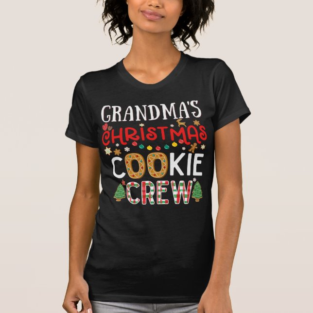 Grandma Christmas Cookie Crew Funny Family Baking T-Shirt (Front)