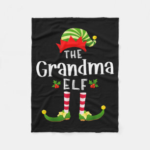 Grandma Christmas Elf Matching Pajama X-mas Party  Fleece Blanket