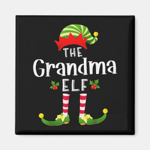 Grandma Christmas Elf Matching Pajama X-mas Party Magnet