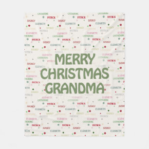 Grandma Christmas Gift Grandchildren 3-4 Names Fleece Blanket