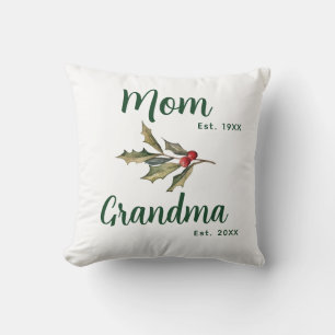 Grandma Christmas Holiday Botanical Decor Cushion