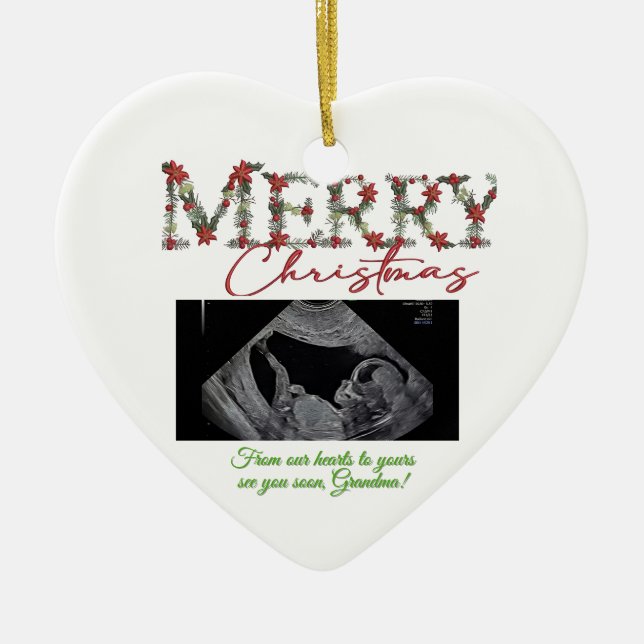 Grandma Christmas Ornament With a Baby Sonogram  (Front)