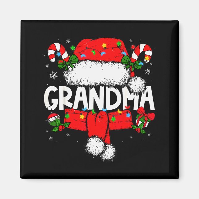Grandma Christmas Pajama Santa Claus Family Matchi Magnet (Front)