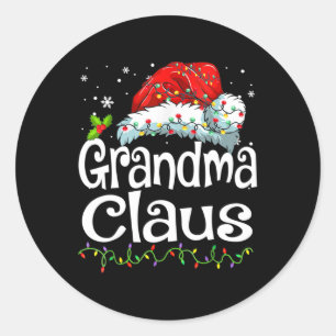 Grandma Claus Christmas Lights Family Matching Paj Classic Round Sticker