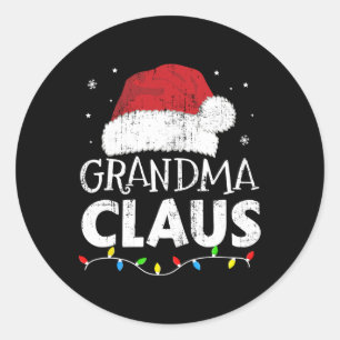Grandma Claus Christmas Lights Matching Family Xma Classic Round Sticker