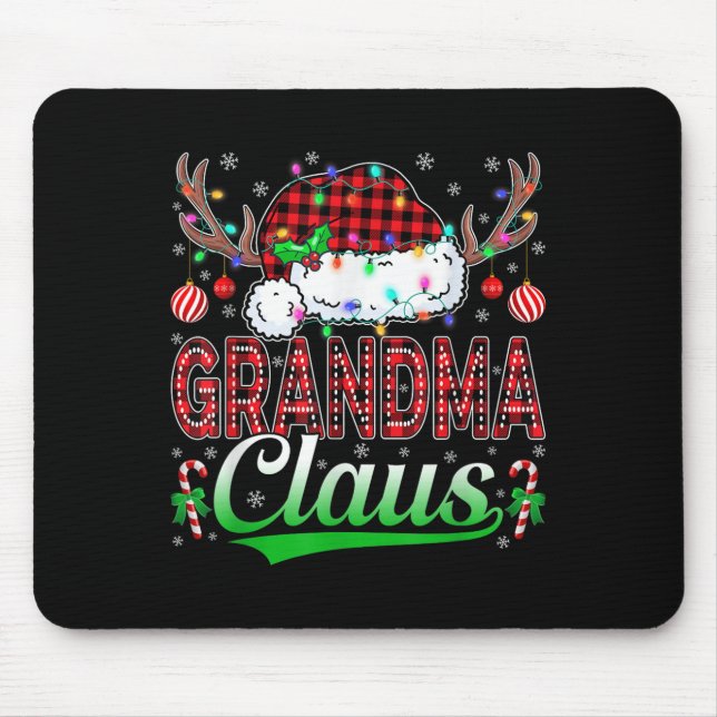 Grandma Claus Christmas Lights Matching Family Xma Mouse Pad (Front)