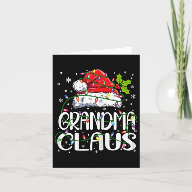Grandma Claus Christmas Lights Pajama Family Match Card (Front)