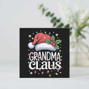 Grandma Claus Christmas Lights Pajama Family Match Holiday Card