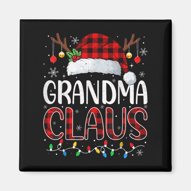 Grandma Claus Christmas Lights Pajama Family Match Magnet (Front)