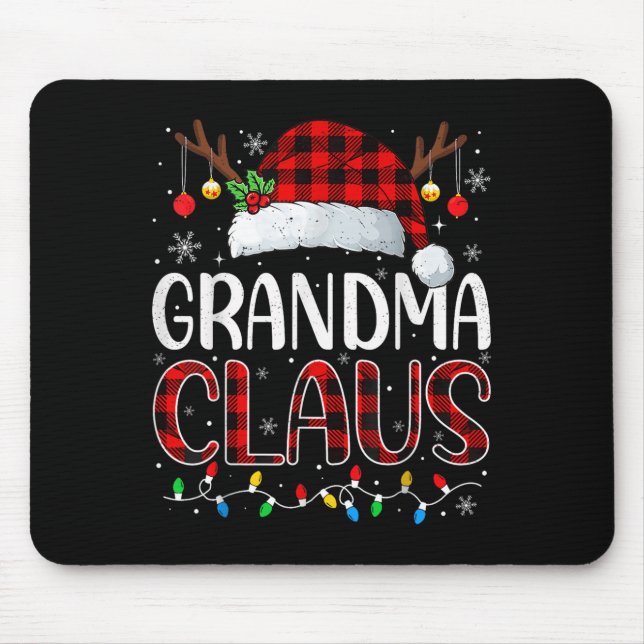 Grandma Claus Christmas Lights Pajama Family Match Mouse Pad (Front)