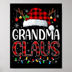 Grandma Claus Christmas Lights Pajama Family Match Poster