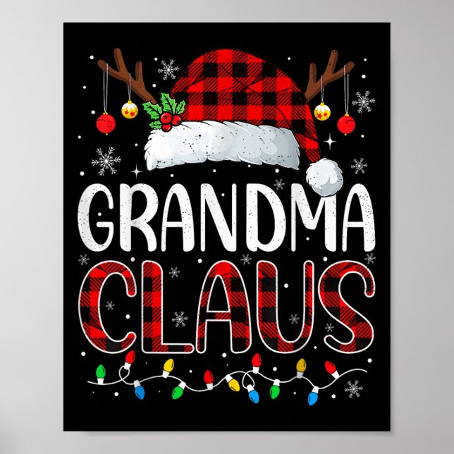 Grandma Claus Christmas Lights Pajama Family Match Poster (Front)
