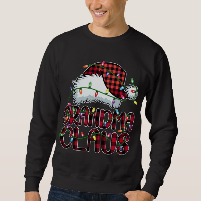 Grandma Claus Christmas Lights Pajama Family Match Sweatshirt (Front)