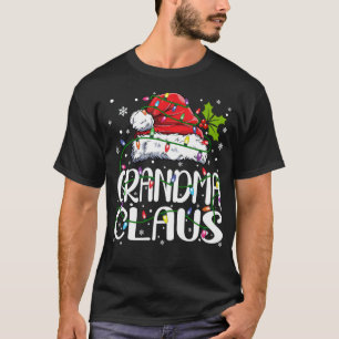 Grandma Claus Christmas Lights Pajama Family Match T-Shirt