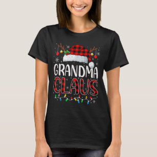 Grandma Claus Christmas Lights Pajama Family Match T-Shirt