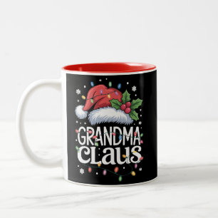 Grandma Claus Christmas Lights Pajama Family Match Two-Tone Coffee Mug