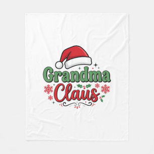 Grandma Claus Christmas Santa Hat Fleece Blanket