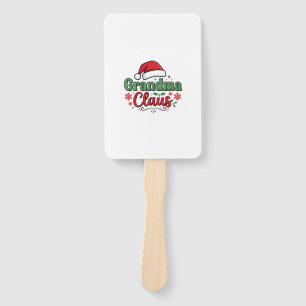 Grandma Claus Christmas Santa Hat Hand Fan
