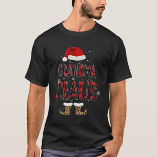 Grandma Claus Leopard Pajama Santa Gift For Mum Fo T-Shirt