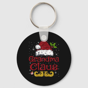 Grandma Claus Matching Family Christmas Santa Hat  Key Ring