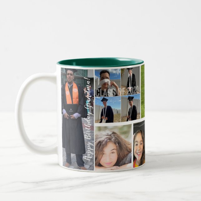 Grandma Collage Photo Special Gift for Birthday Two-Tone Coffee Mug (Left)