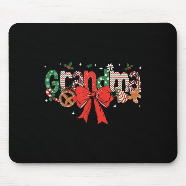 Grandma Coquette Bow Christmas Merry Xmas Family M Mouse Pad (Front)