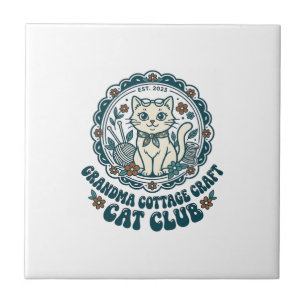 Grandma Cottage Craft Cat Pet Lover Shirt Art - Gr Ceramic Tile