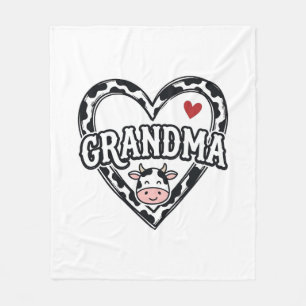 Grandma Cow Heart Vintage Farmhouse Shirt Design_1 Fleece Blanket