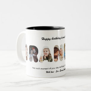 Grandma Custom Photo Collage Personalized Grandmom Two-Tone Coffee Mug
