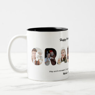 Grandma Custom Photo Collage Personalized Grandmom Two-Tone Coffee Mug