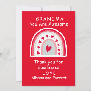 Grandma Customise Thank You For Spoiling Valentine Holiday Card