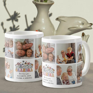 Grandma Cute Retro Whimsical Flowers Photo Collage Coffee Mug