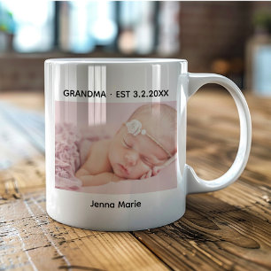 Grandma Date Established Baby Photo  Coffee Mug