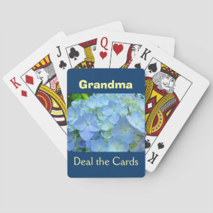 Grandma Deal the Cards Blue Hydrangea Flowers