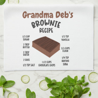 Grandma Deb's Brownie Recipe Tea Towel