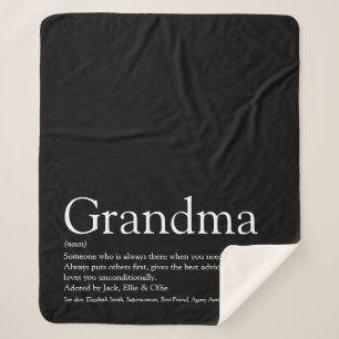 Grandma Definition Black and White Modern Fun Sherpa Blanket