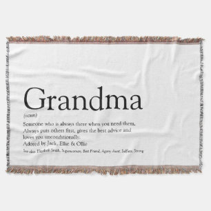 Grandma Definition Black and White Modern Fun Throw Blanket