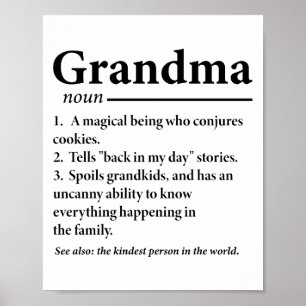 Grandma Definition Funny Grandmother Grandmas Poster