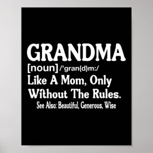Grandma Definition Funny Saying For Grandmother Mo Poster
